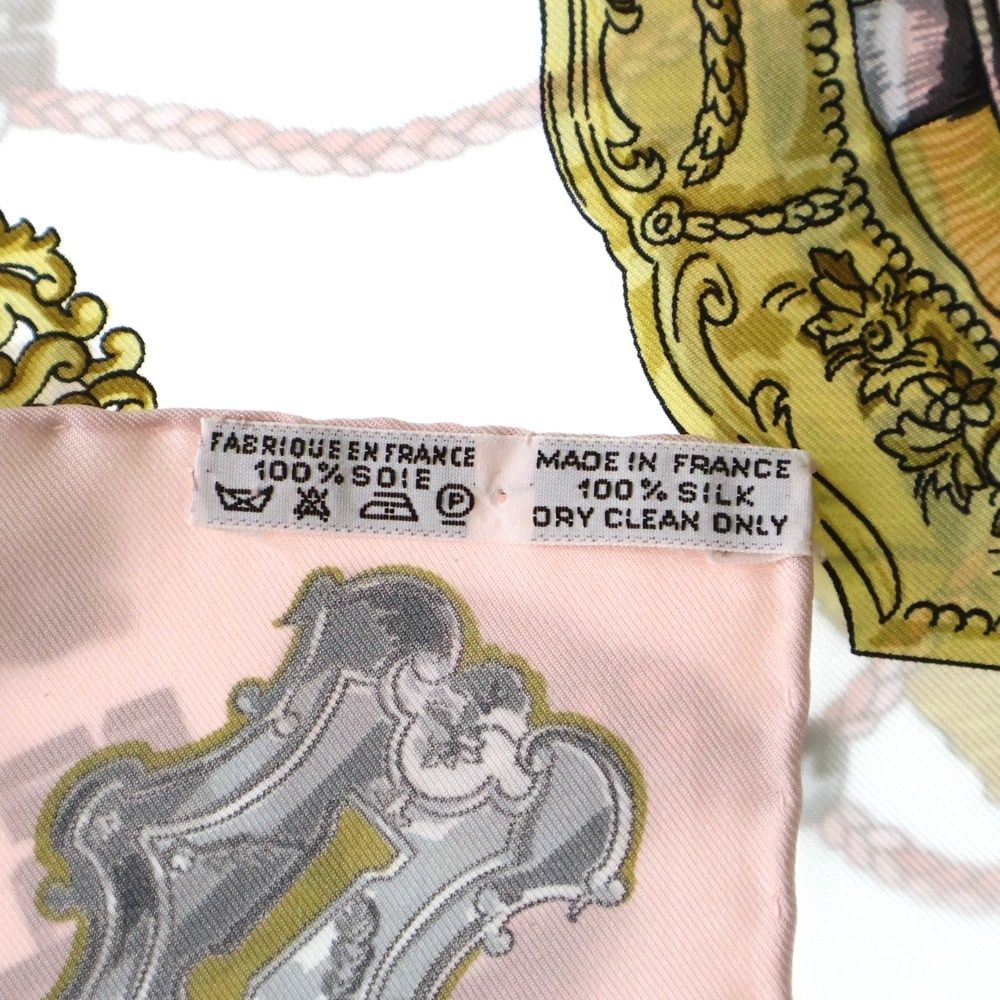 新品未使用！エルメス　HERMÈS LES TAMBOURS スカーフ　ピンク エルメスカレ90 鳥柄 花柄 ピンク/白 レディース スカーフ