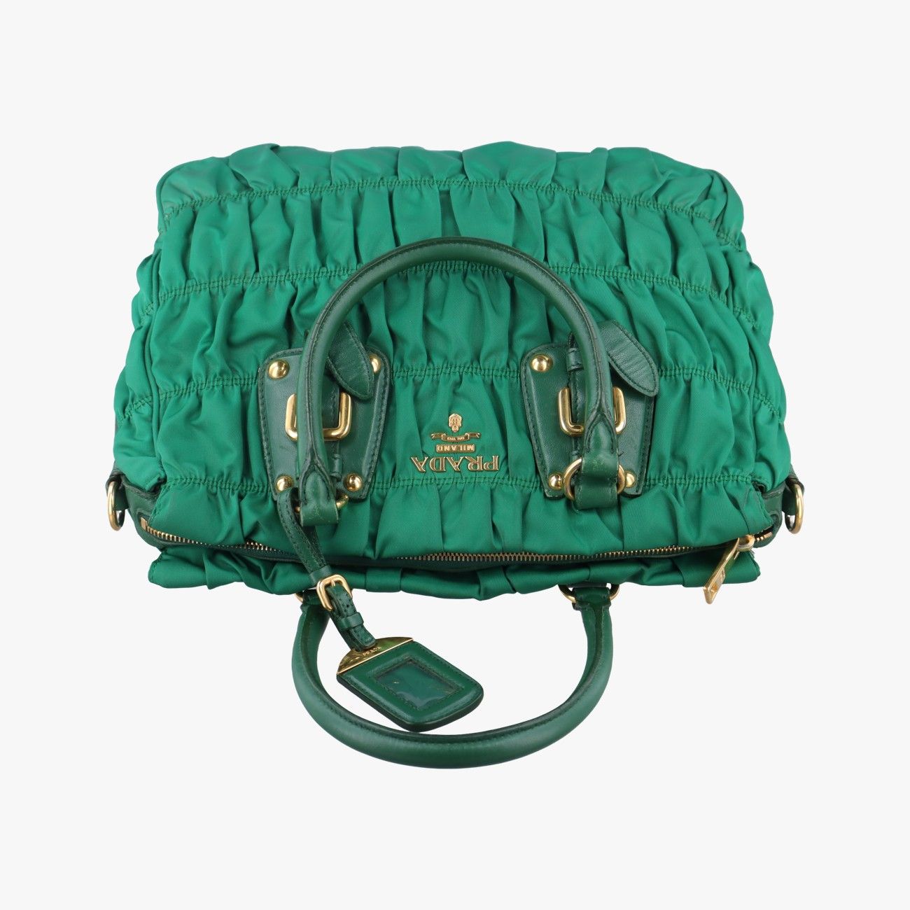 PRADA グリーンナイロンポーチ キーホルダー付き PRADA ダークグリーン ナイロンポーチ