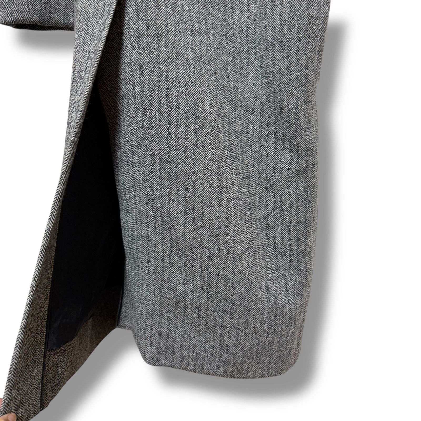 マディソンブルー ウール ヘリンボーン ロングガウンコート ベルト付き