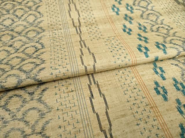 平和屋着物●金秀絵紬　青海波　間道　反端付き　正絹　逸品　AABC3256ck 平和屋着物○金秀絵紬 青海波 間道 反端付き 正絹 逸品 AABC3256ck