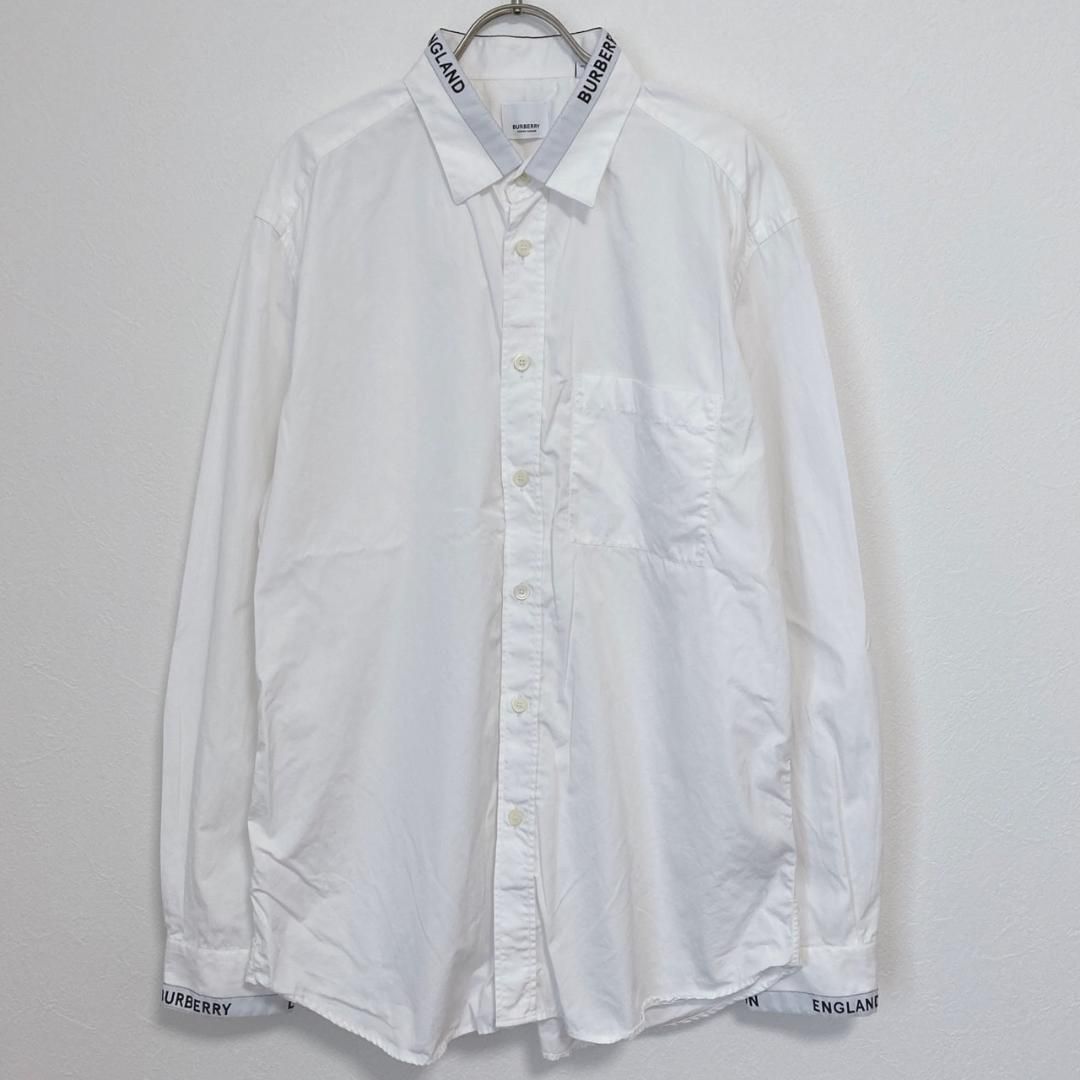 バーバリー ティッシ期 ロゴテーピング コットン シャツ XL 8017556