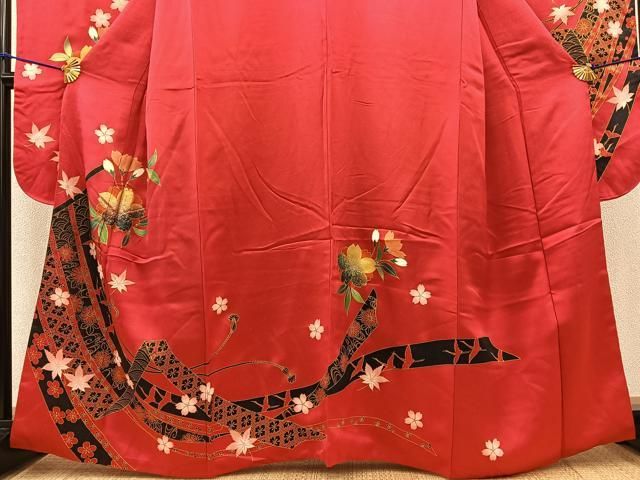 平和屋着物□豪華振袖 駒刺繍 花蝶文 金銀糸 正絹 逸品 AAAU3364ru