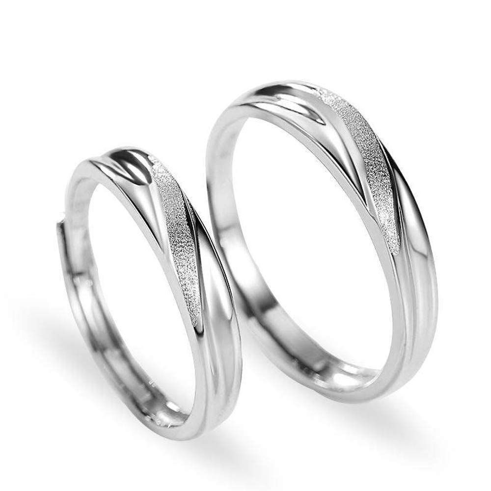 [MIKAMU] 愛の証 ペアリング ジュエリーレディースリング メンズリング シルバー925 純銀製 キラキラ 結婚指輪 婚約指輪 2個 セット カップル