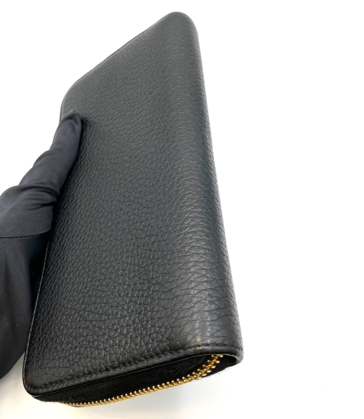 鑑定済み】正規品 プラダ PRADA ラウンドファスナー長財布 型押し  