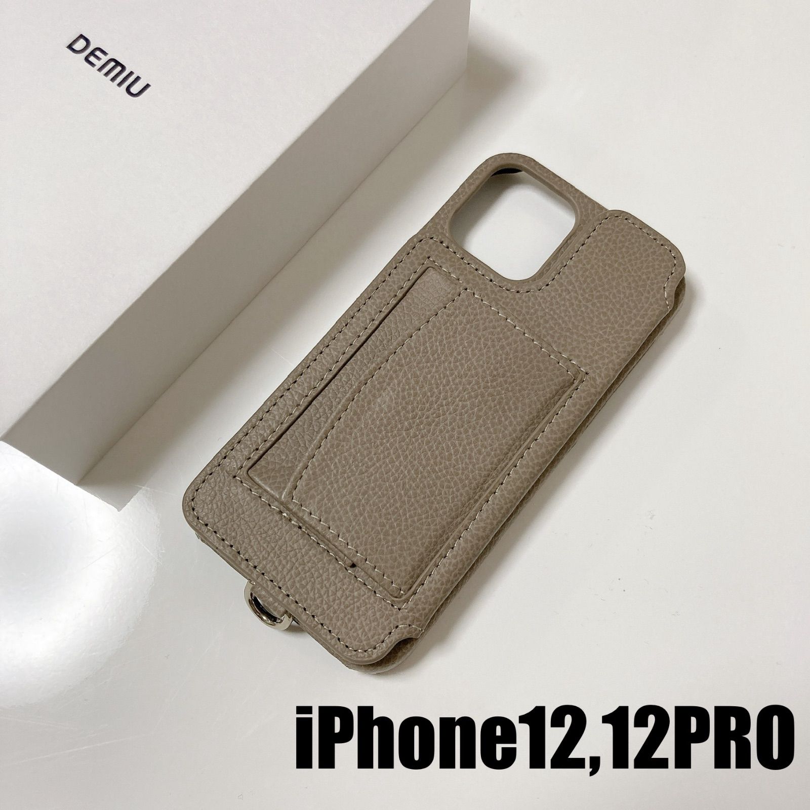 【iPhone12，12PRO】新品DEMIUデミュウdemiurvoデミウルーボiPhoneケースPOCHEポシェチャコールグレー携帯ケーススマホケースiPhoneケース