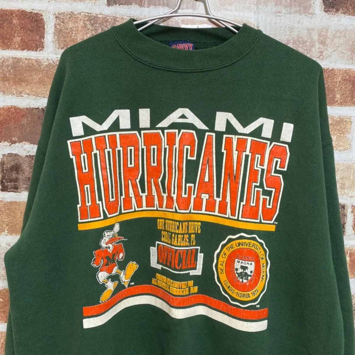 国産低価Miami Hurricanes フットボールシャツ サイズXL マイアミハリケーンズフットボール マイアミ大学 colosseum ジャージ
