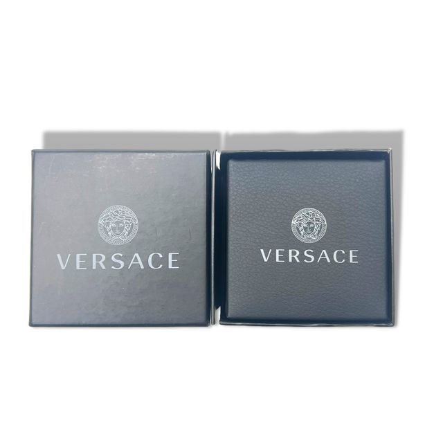 VERSACE グリークリング 指輪 16号 シルバー メタル メデューサ ロゴモチーフ イタリア製