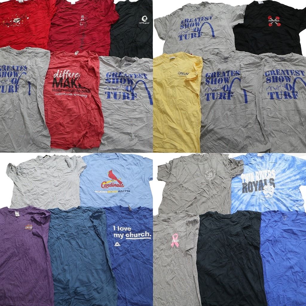 古着卸 まとめ売り カラーmix プリント 半袖Tシャツ 21枚セット (メンズ XL ) タイダイ柄 無地Ｔ 英字プリント MT2822