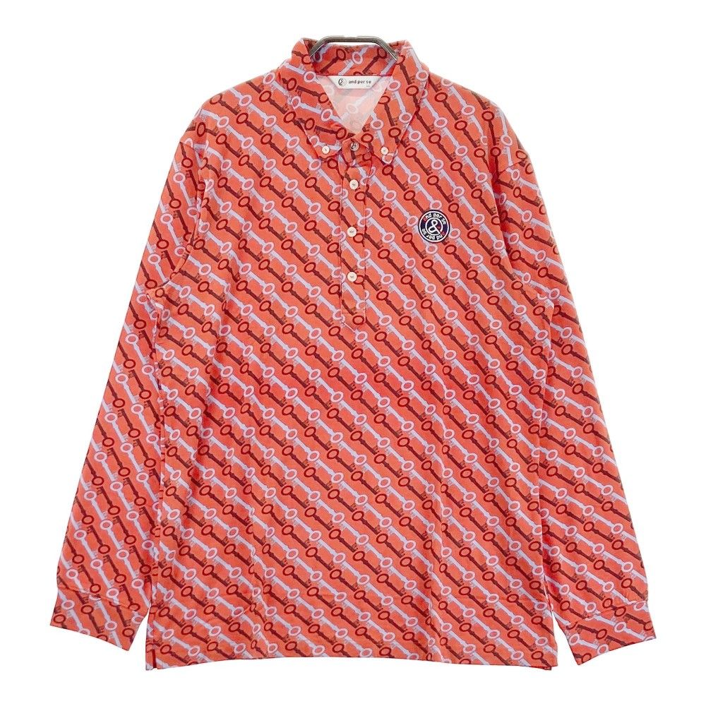サイズ：LL AND PER SE アンパスィ 長袖ポロシャツ ボタンダウン カギ