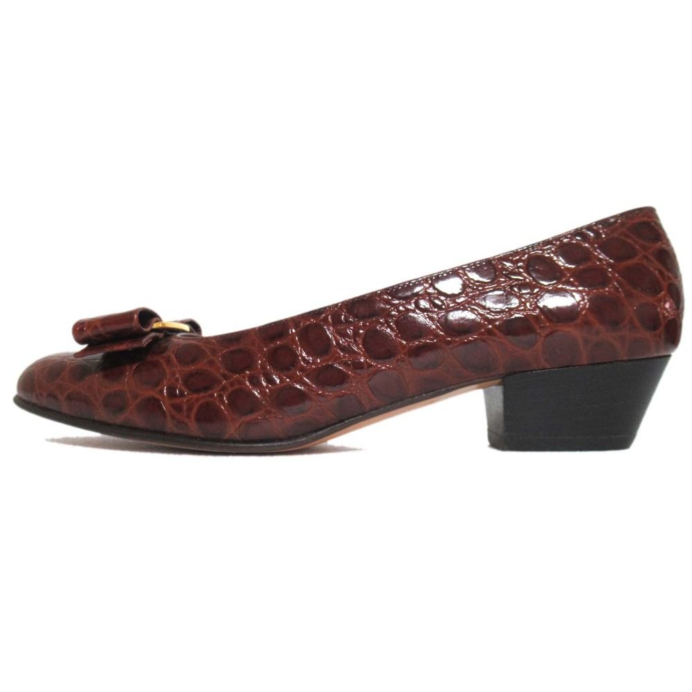 美品 Salvatore Ferragamo サルヴァトーレフェラガモ クロコ型押し  