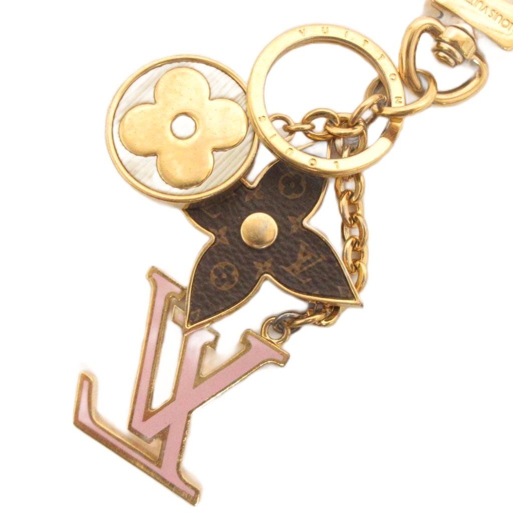 ルイヴィトン LOUIS VUITTON ポルト クレ スプリング ストリート キーリング キーホルダー バッグチャーム 花 フラワー M69008 AK0222 ゴールドカラー 小物