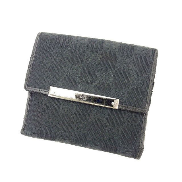 グッチ Wホック財布 GGキャンバス ブラック GUCCI ホックサイフ