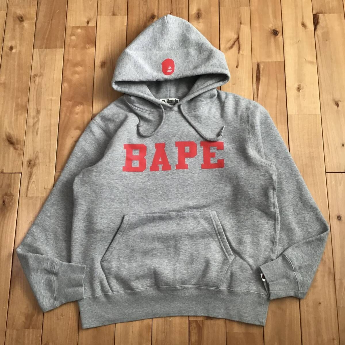 BAPE LOGO プルオーバー パーカー Lサイズ グレー a bathing ape BAPE  