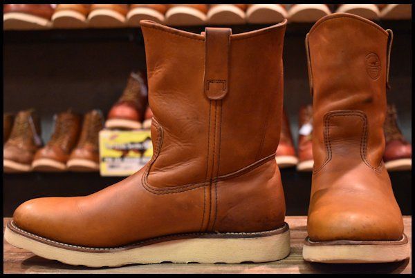 【9D 良品 緑犬タグ 犬刻印 97年】レッドウィング 866 ペコス 茶 オロイジナル ブラウン プルオン ブーツ redwing pecos HOPESMORE【EC131】