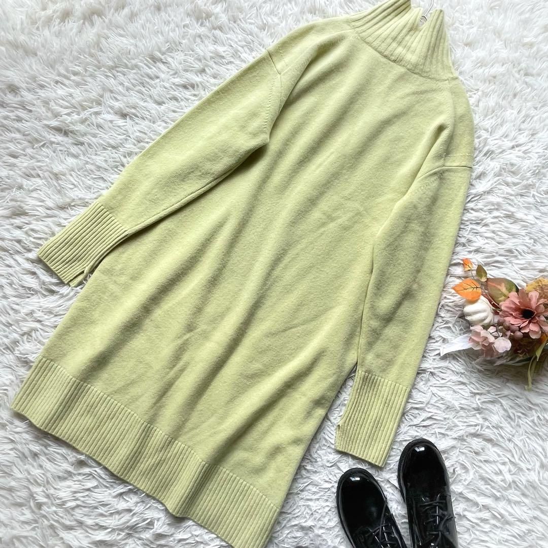 美品 M'sGRACY ニット袖フレアワンピース バイカラー 36 グレー M'S