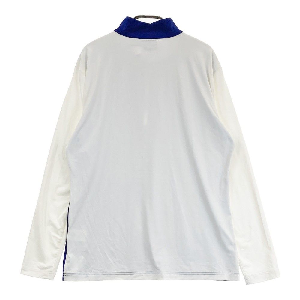 サイズ：O DESCENTE GOLF デサントゴルフ  ハーフジップ 長袖Tシャツ バイカラー ブルー系 [240101443807] ゴルフウェア メンズ ストスト サイズ：O DESCENTE GOLF デサントゴルフ ハーフジップ 長袖T