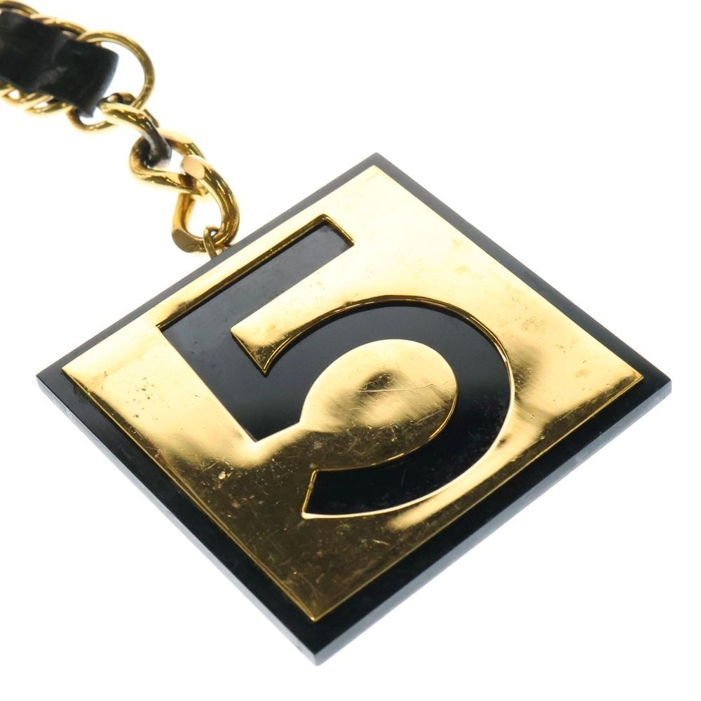 CHANEL (シャネル) No5 チェーンベルト ブラック×ゴールド GP×革