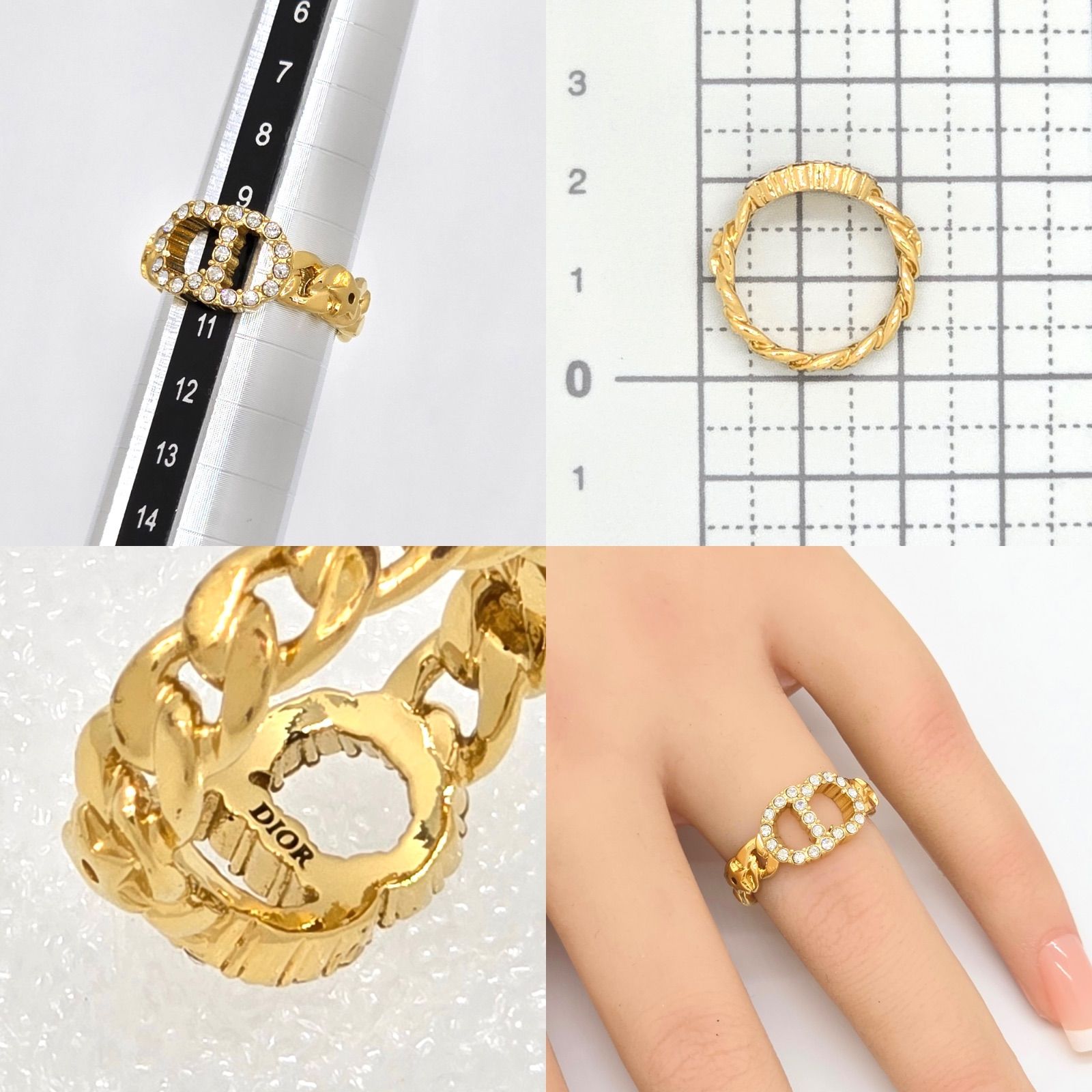 超美品Dior CLAIR D LUNE クレール ディー リュゴールドリングS DIOR Clair D Lune リング S 約9 5号 ホワイトクリスタル CD ゴールド