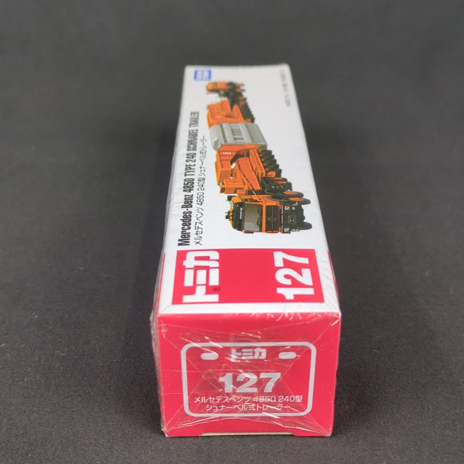 新品☆ タカラトミー ロングタイプトミカ No.127 メルセデスベンツ 4850 240型 シュナーベル式トレーラー（未開封）