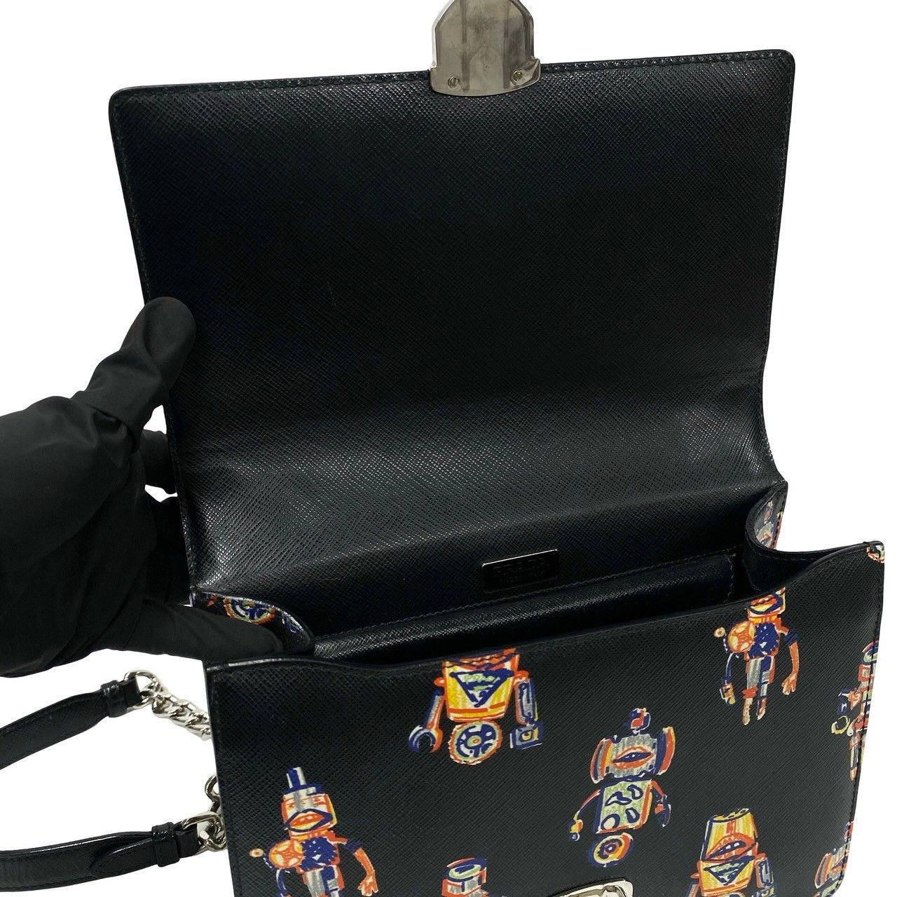 極 美品 保存袋付 PRADA プラダ ロボット プリント 柄