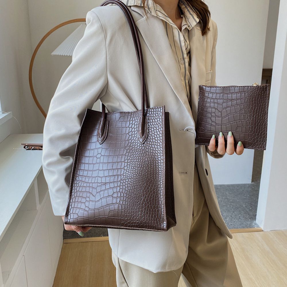 バッグ レディース セット 新品 ヴィンテージ型押し 3点セット: 大容量 