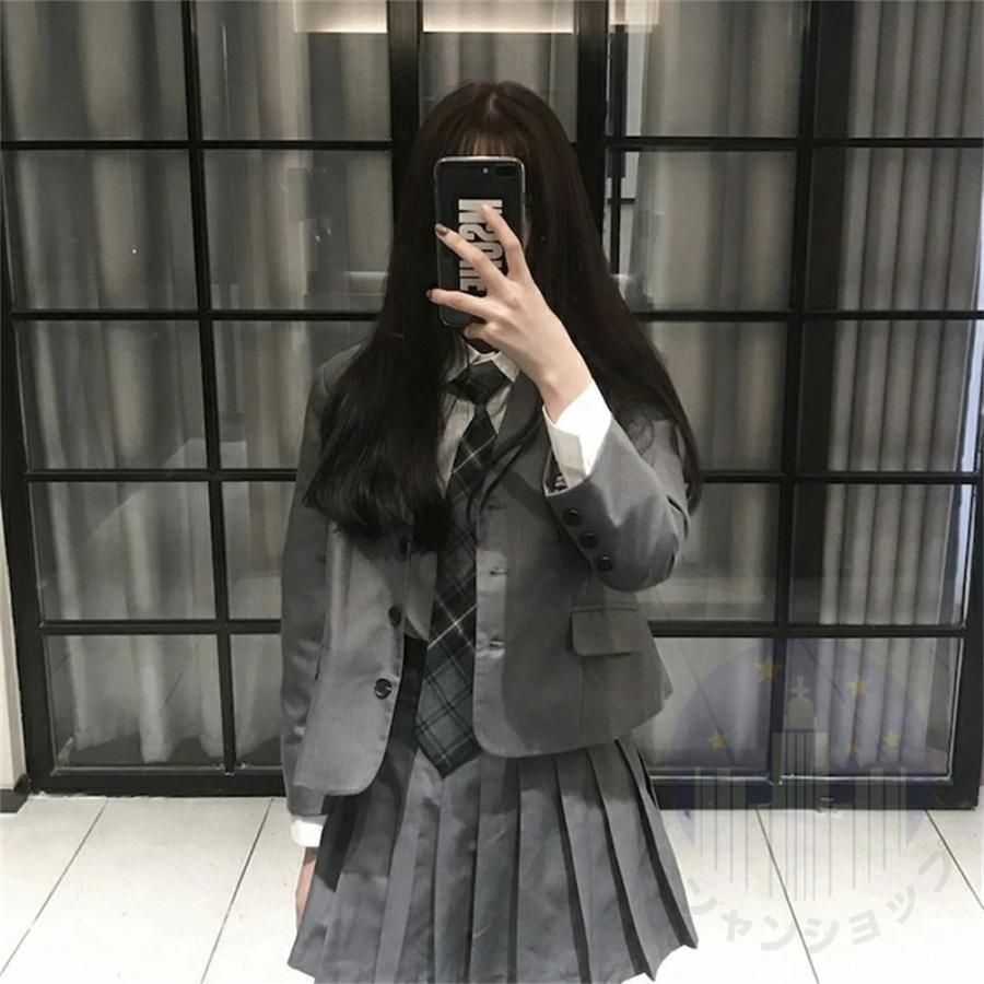 卒業式スーツ女の子韓国制服卒服小学校女子ゆったりサイズ4点セット子供服ガールズ入学式ネクタイジャケットブラウスシャツスカート