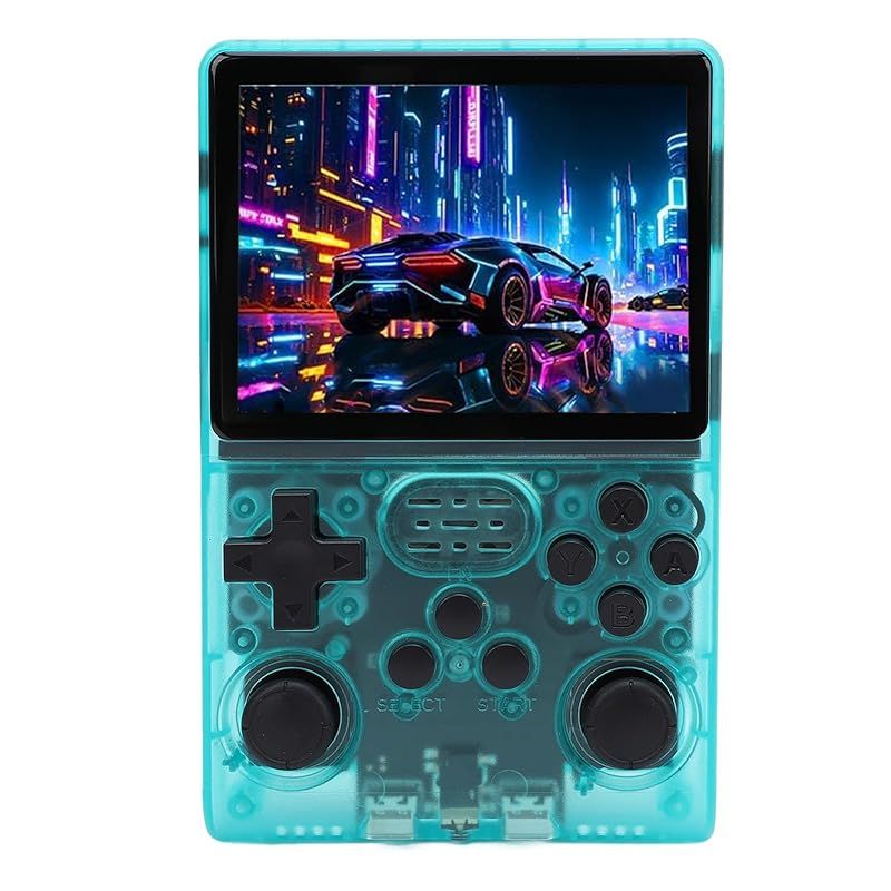ハンドヘルドゲームコンソール 3.5インチIPS 640x480スクリーンレトロハンドヘルドゲームコンソール 256GBメモリ30000ゲーム内蔵45エミュレータ トランスペアレントグリーン 1