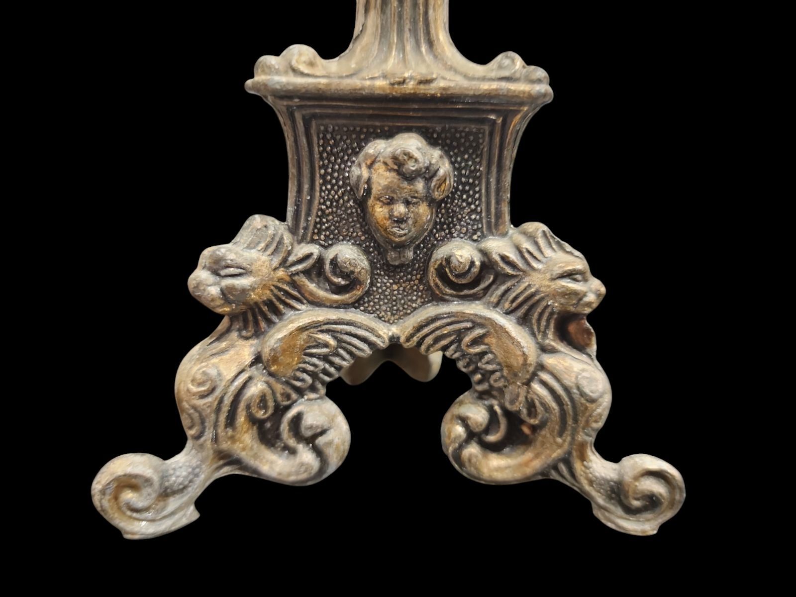 イタリア製 アンティーク キャンドルスタンド エンジェル 燭台 真鍮製