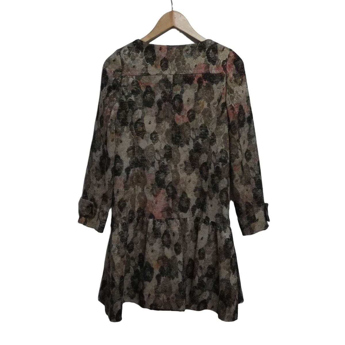 グレースコンチネンタル コート サイズ36 S レディース - ベージュ×ダークグリーン×マルチ 長袖 花柄 ノー 秋 冬