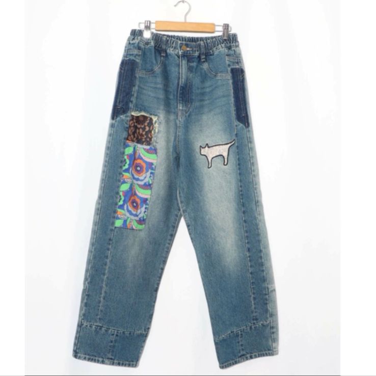 Scolar 綿×レース異素材アップリケデニムパンツ DECORATOM_COM_BR