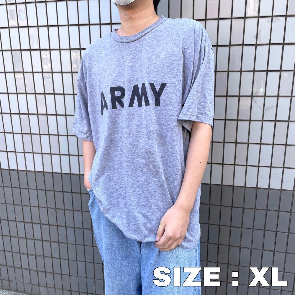 U.S.ARMY トレーニングTシャツ 両面プリント グレー ビッグサイズ 古着-