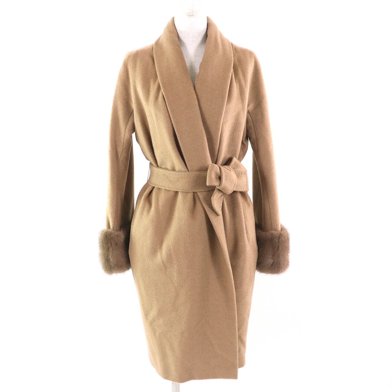 専用です。マックスマーラ　ミンクファー　ロングコート 美品△Max Mara マックスマーラ 10160723000 キャメル100％ 袖