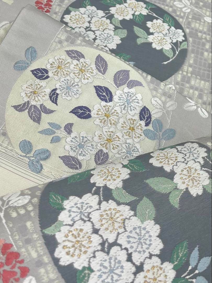 袋帯 草木染 新橋 金糸 正絹 六通 くすみカラー