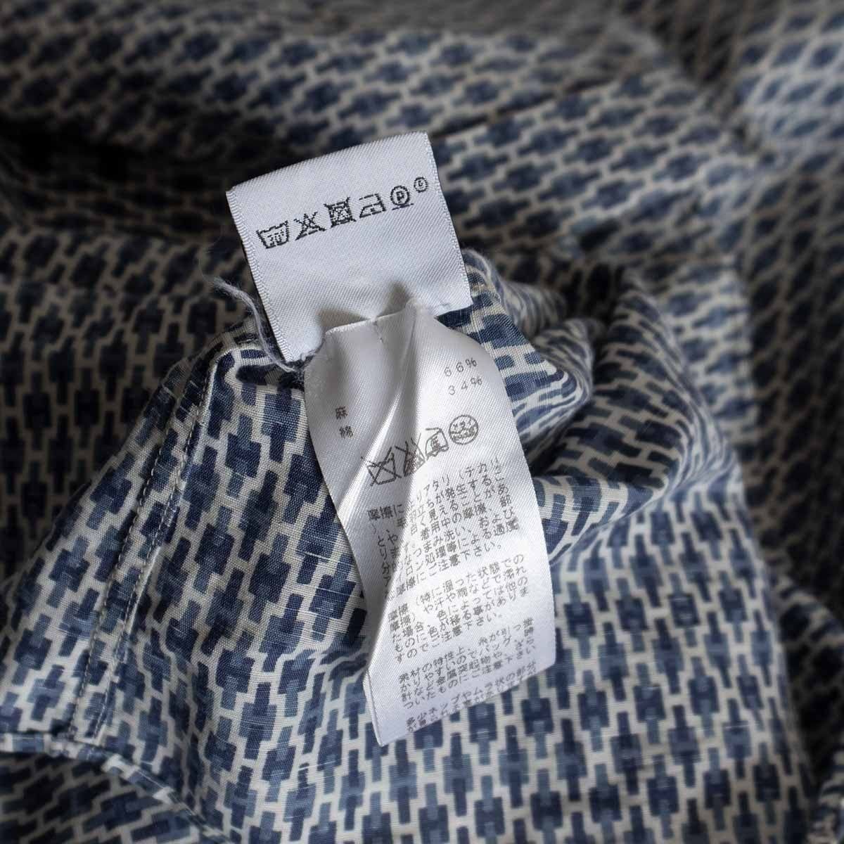 高級品】 HERMES 【セリエボタン ロゴ コットン リネン シャツ】43 17  