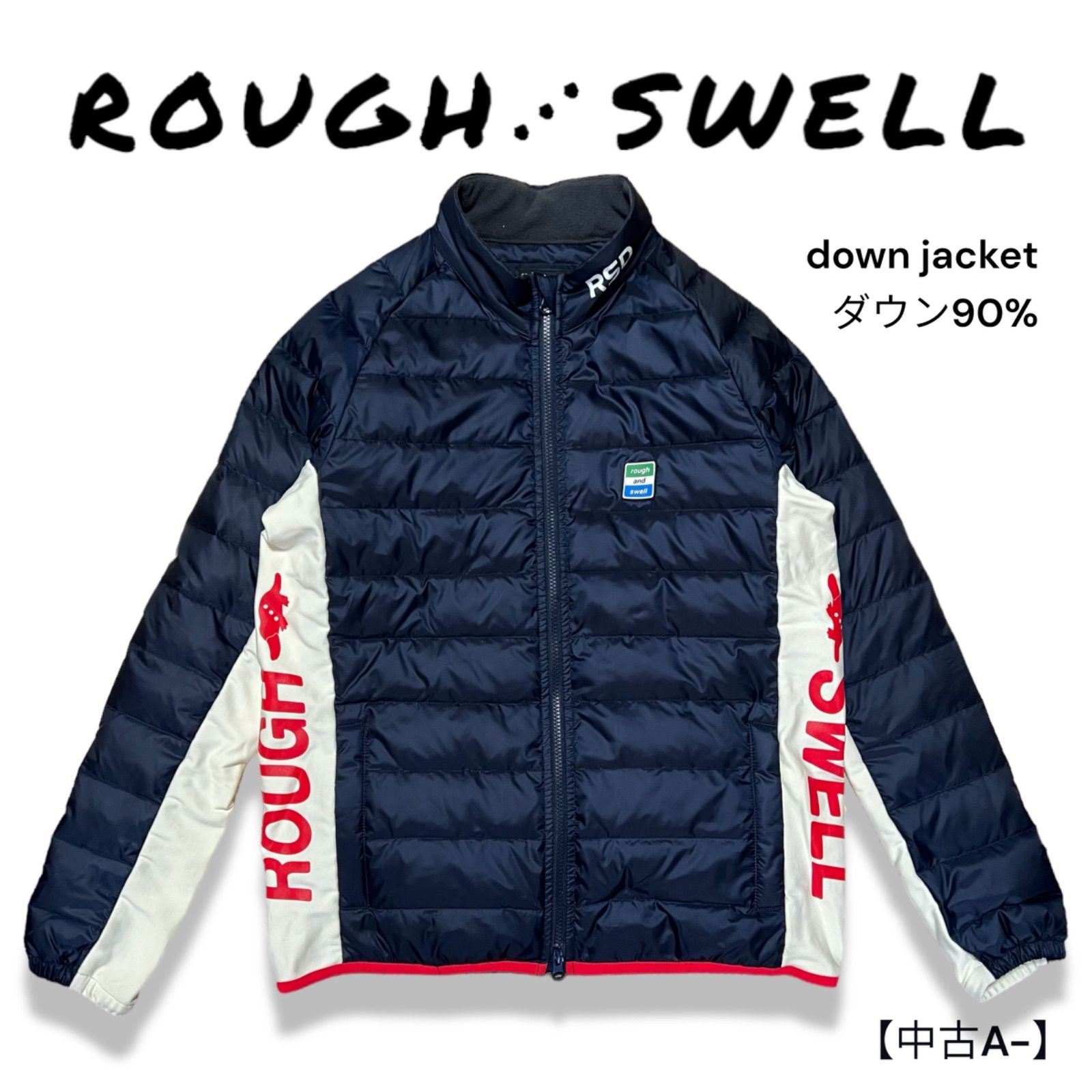 メンズ 美品 ROUGH&SWELL JASPER JACKET Mサイズ ダウンジャケット ブルゾン ネイビー フルジップ 防寒 撥水 ストレッチ  保温 RSM-21246 ラフアンドスウェル ラフ&スウェル ROUGHandSWELL ゴルフウェア - メルカリ