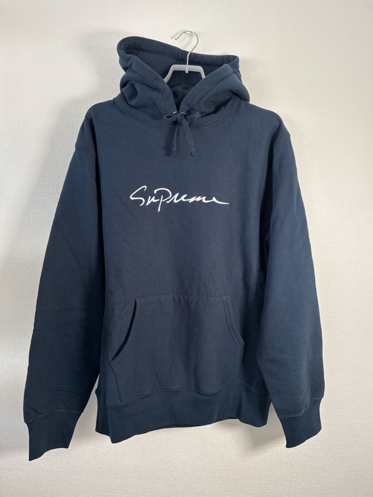 新品未使用】Supreme - Classic Script Hooded Sweatshirt Navy L ...