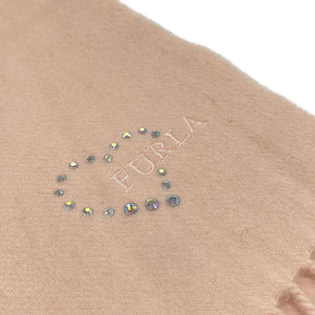 FURLA フルラ マフラー - ライトピンク スワロフスキークリスタル カシミヤ