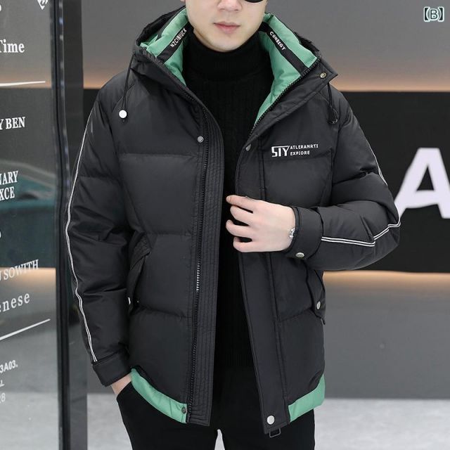 L 春 コーデ メンズ 服 シンプル ファッション オシャレ 大人 かっこいい 大きいサイズ ストリート 紳士服 冬 フード付き コットンコート ダウン 韓国スタイル 暖かい KANDAIZUMI_COM