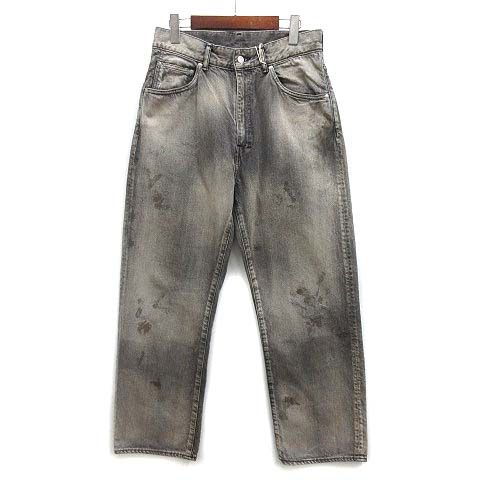 アンセルム ANCELLM エイジング ブラック デニム パンツ AGING BLACK DENIM STRAIGHT 5P PANTS 2023AW グレー 1
