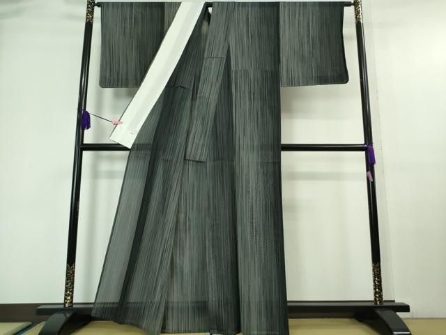 平和屋本店□極上 夏物 本塩沢 夏塩沢 やまだ織 縞 曽根マツエ作 証紙