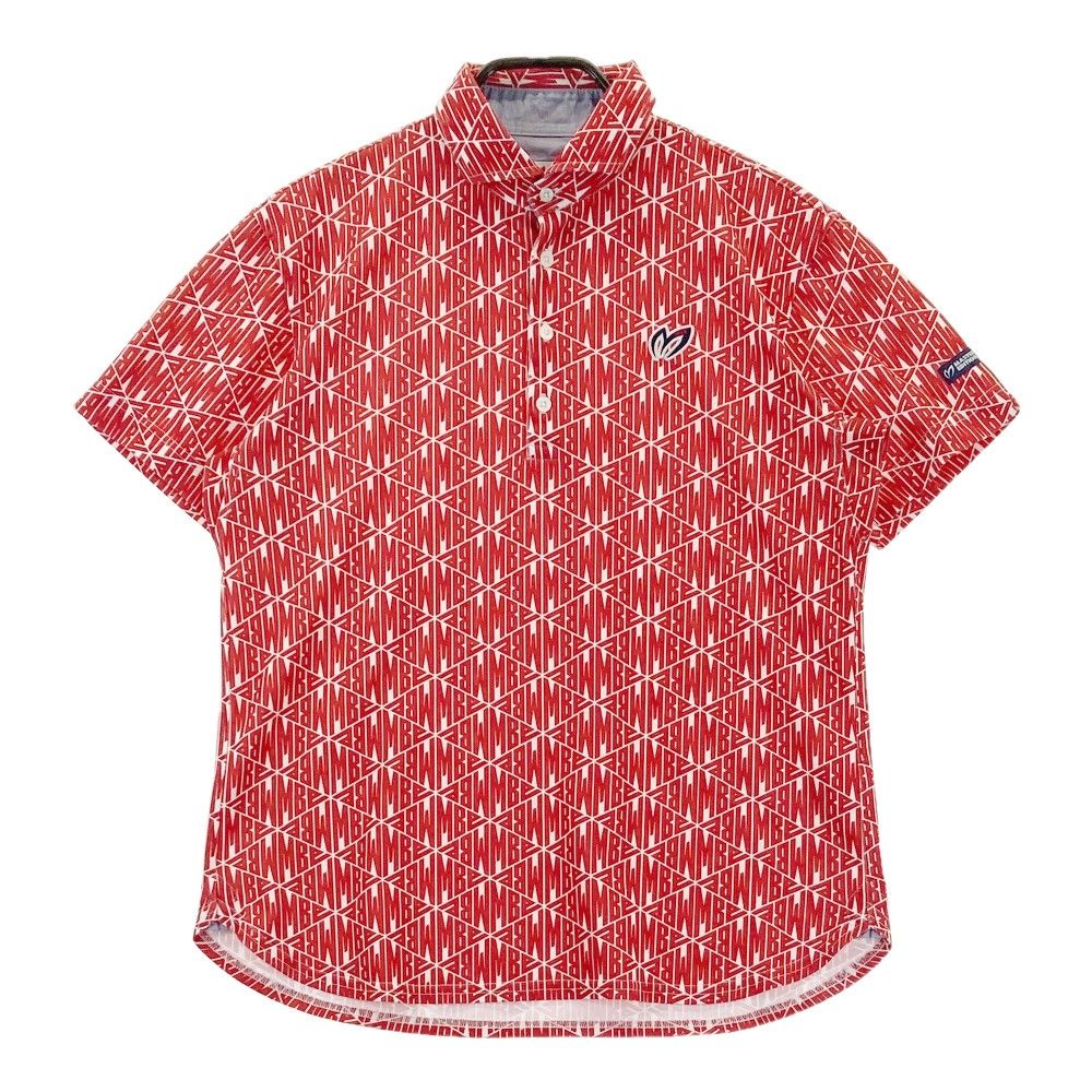 【近年】美品☆サイズ4 マスターバニーエディション　半袖ポロシャツ　総柄　ゴルフ マスターバニー 半袖ポロシャツ ブルー ロゴ織生地 10周年 メンズ 4(M