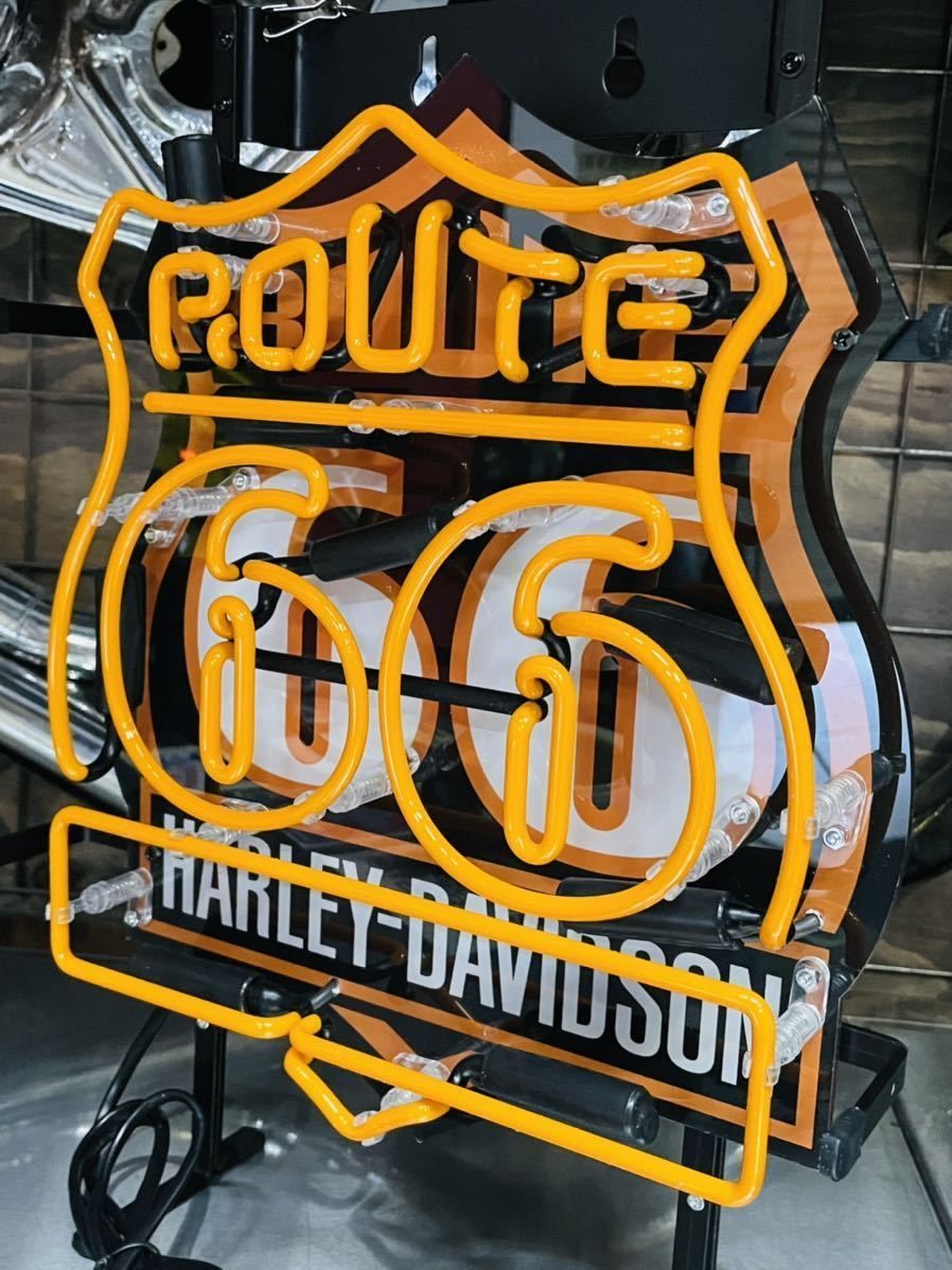 ルート66 ネオンサイン　ネオン看板　ガレージ　ハーレー ハーレー ルート66 ネオン サイン 看板 アメ車 ガレージ パン ショベル