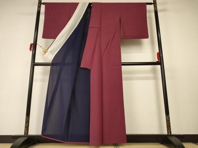 平和屋着物 夏物 色無地 絽 小豆色 正絹 AABC3497jd