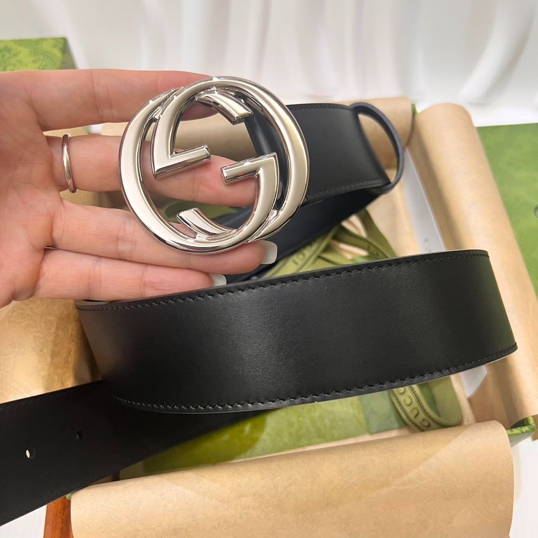 今日特価】Gucci 2024 年式 3.8cm 幅 輸入生地 & 本革ベルト-3