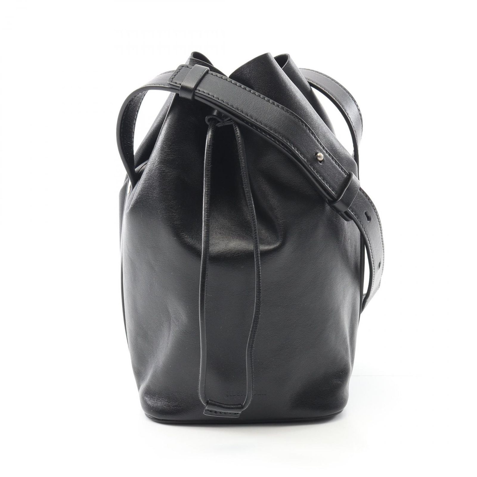 新品　JIL SANDER ドローストリング レザーショルダーバッグ ブラック Jil Sander ドローストリング ショルダーバッグ | ブラック