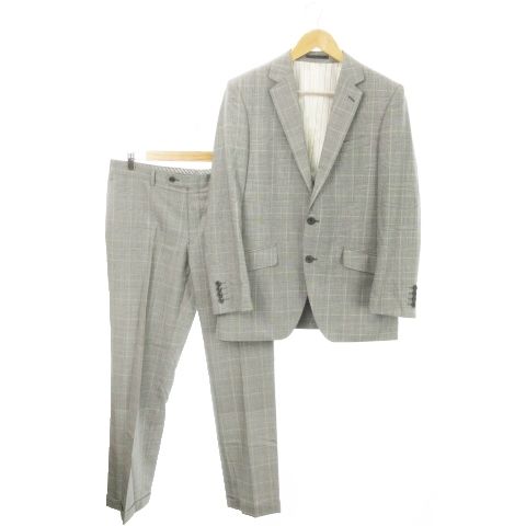 ジョンピアース JOHN PEARSE シングルスーツ スリーピース 3ピース 3点セット セットアップ 背抜き ベスト スラックス グレンチェック 98AB6 グレー /AO3 ■GY22
