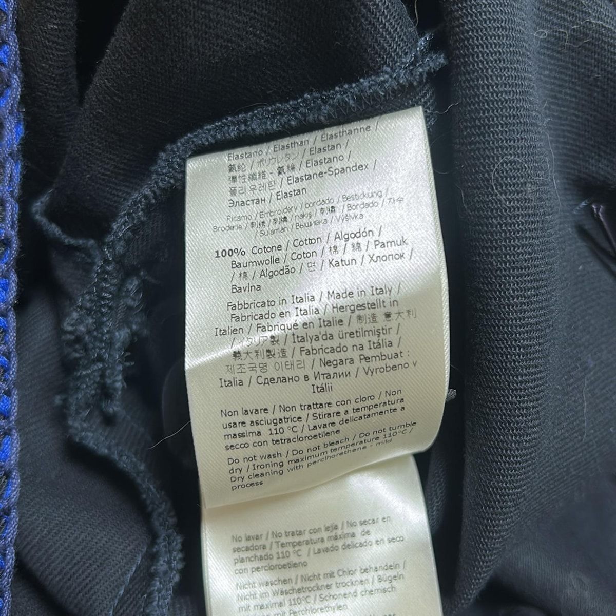 FENDI フェンディ パンツ サイズ38 S レディース - 黒×ブルー フルレングス 刺繍 DECORATOM_COM_BR
