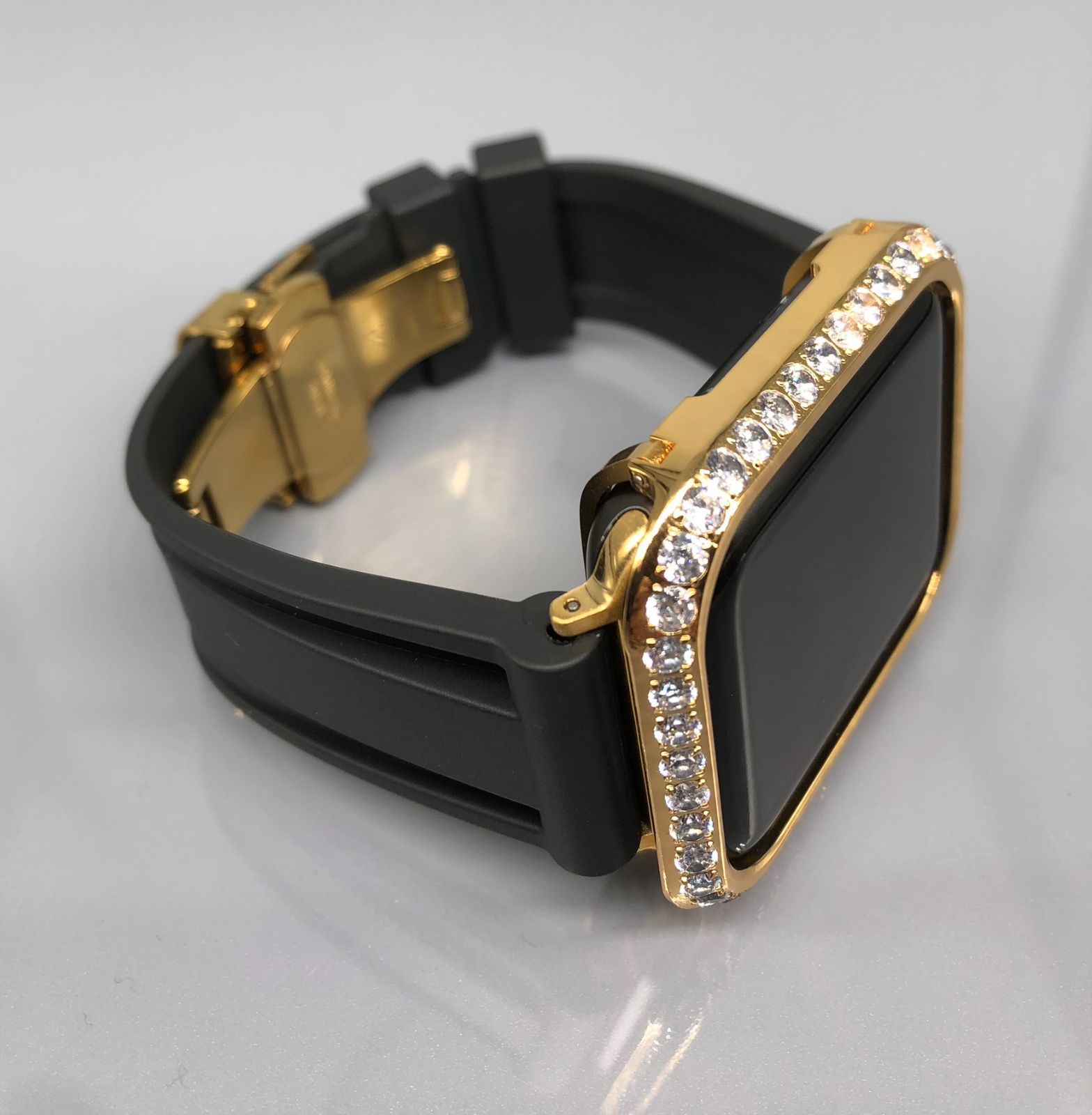 GimelZayinセット zc ブラック ゴールド アップルウォッチバンド ラバーベルト Apple Watch キラキラ カバー ケース  se メンズ レディース 38mm 40mm 41mm 42mm 44mm 45mm
