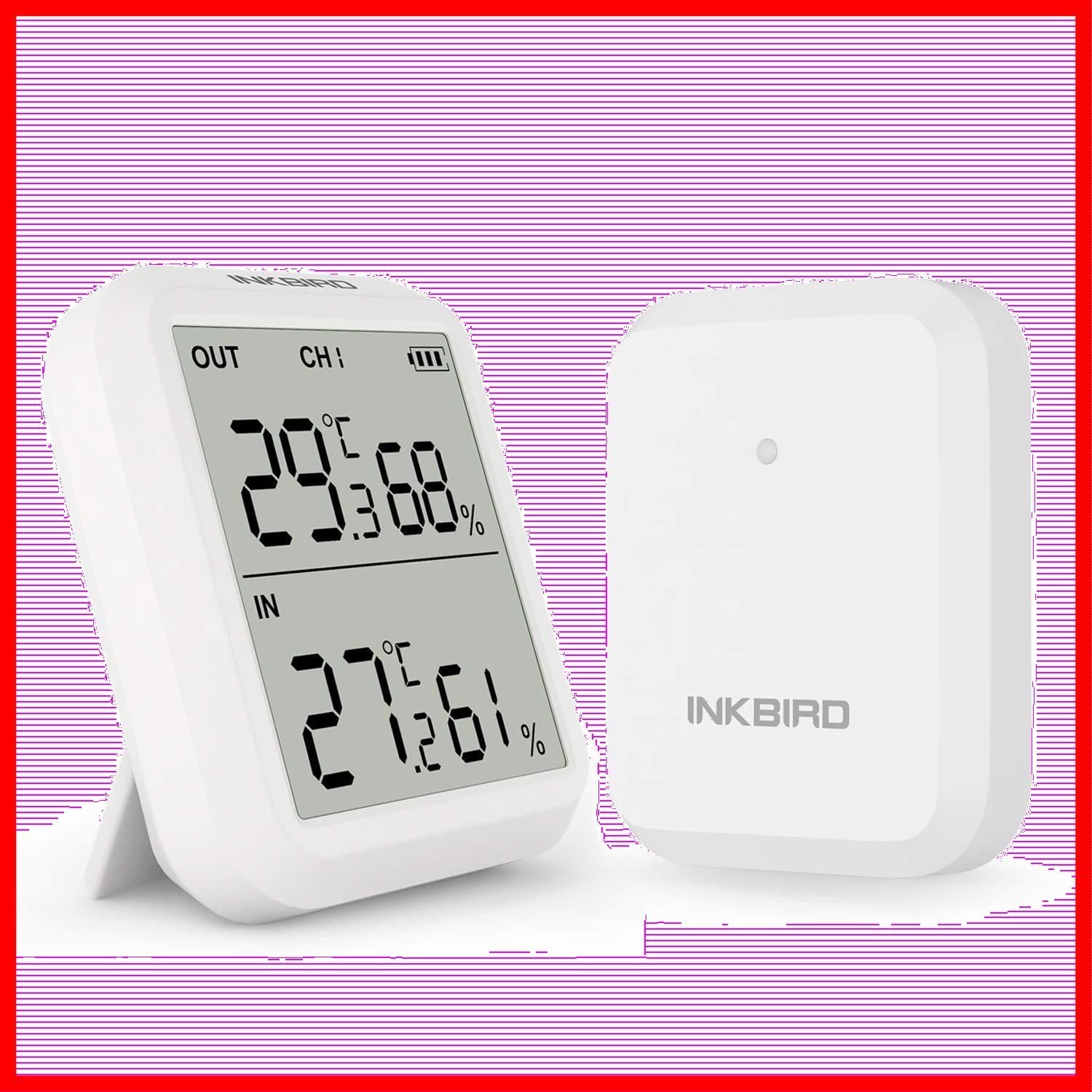 商品 Inkbird 温度計 デジタル温湿度計 温度湿度計 室内室外 ワイヤレス 湿度計 高精度 LCD大画面 1センサー付き 最高最低温湿度値表示 置き掛け両用 温湿度管理 ITH-20R