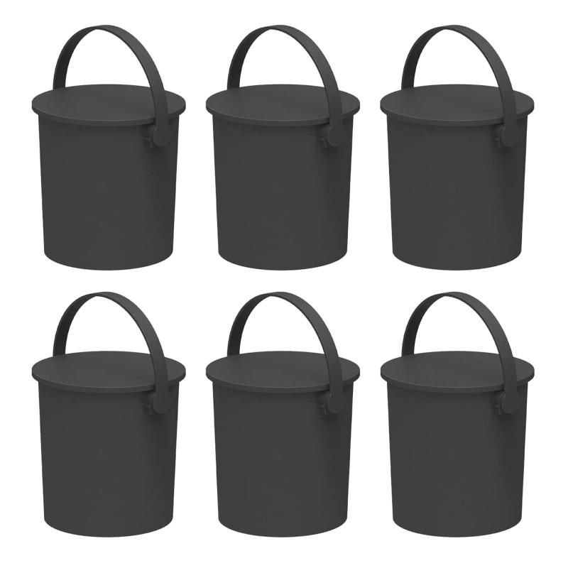 JEJアステージ JEJ Astage フタ付きバケツ フェルマー ブラック 10L インテリア雑貨 おもちゃ収納 アウトドア 耐荷重150kg 幅28×奥行27.5×高さ27cm 6個セッ
